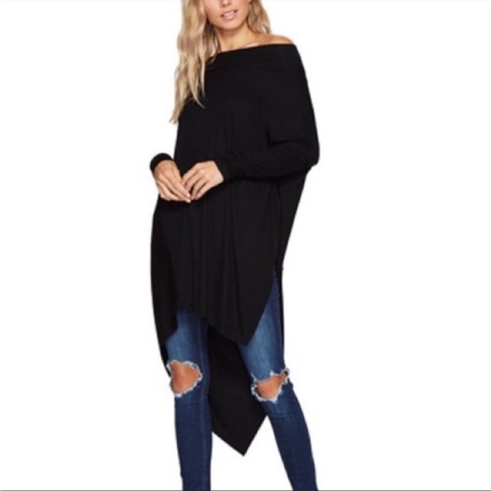 Free People Black Grapevine Tunic Top